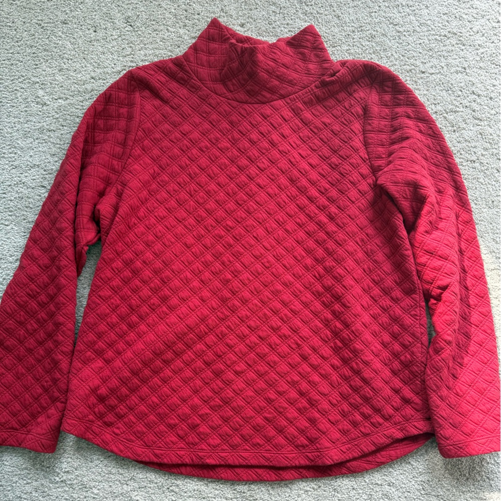 J. Crew Red Quilted Mockneck Sweater Size Medium